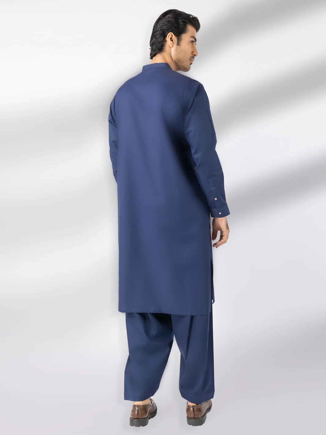 Dark Blue Cotton Kameez Shalwar - AL-KS-3242F - Image 2