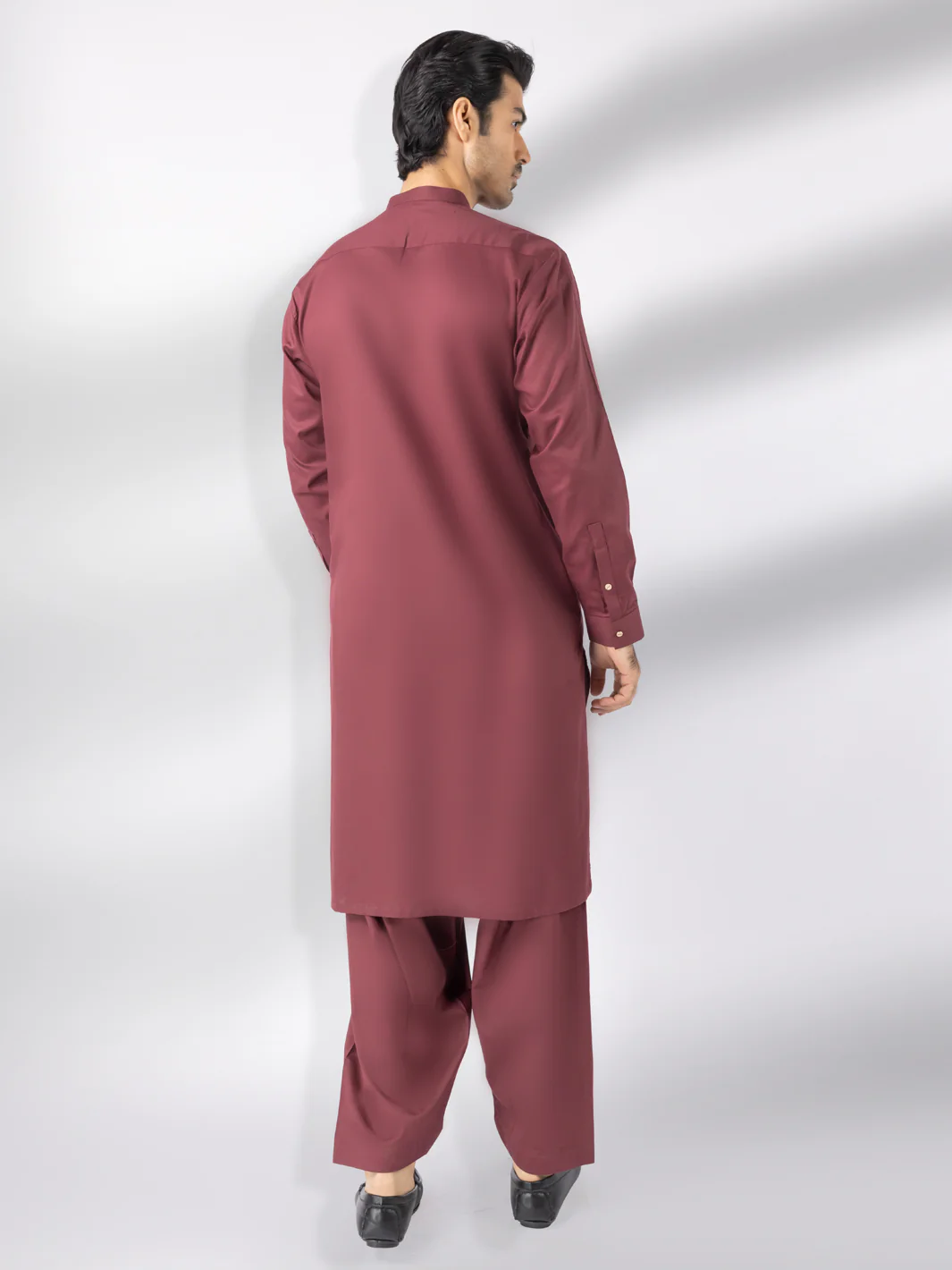 Maroon Blended Kameez Shalwar - AL-KS-3243F - Image 2