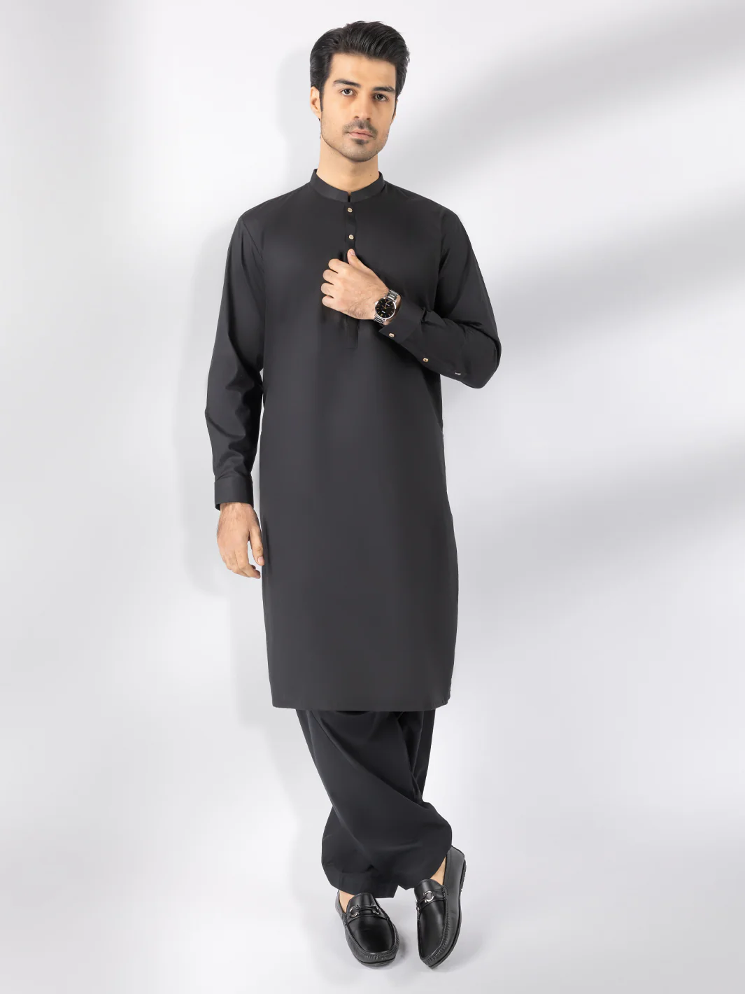 Black Blended Kameez Shalwar - AL-KS-3243H