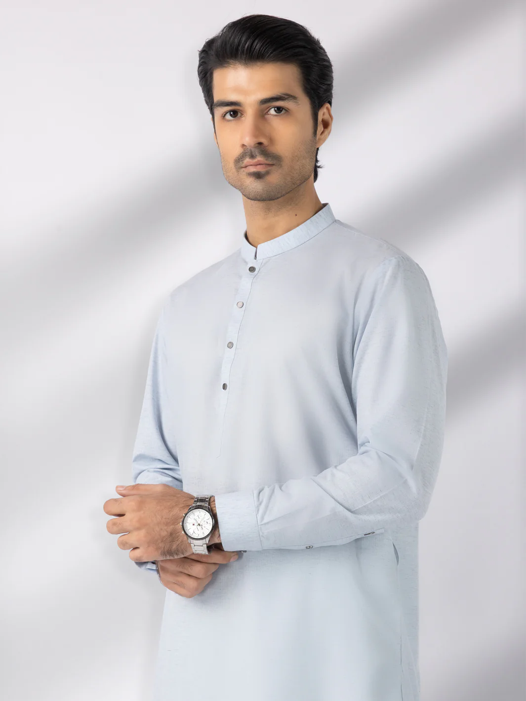 Sky Blue Blended Kameez Shalwar - AL-KS-3244A - Image 4