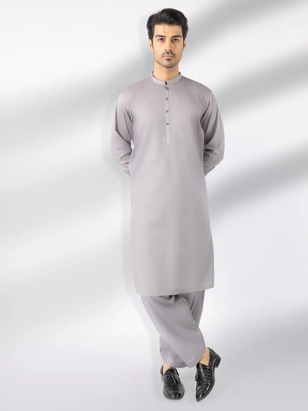 Grey Cotton Kameez Shalwar - AL-KS-3245B