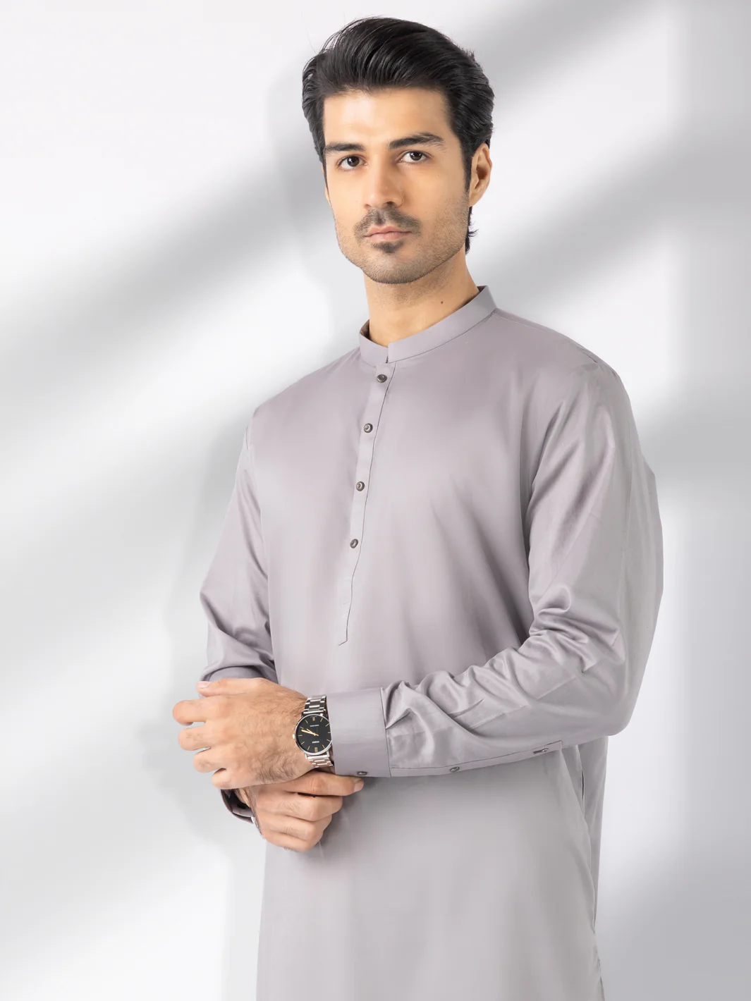 Grey Cotton Kameez Shalwar - AL-KS-3245B - Image 3