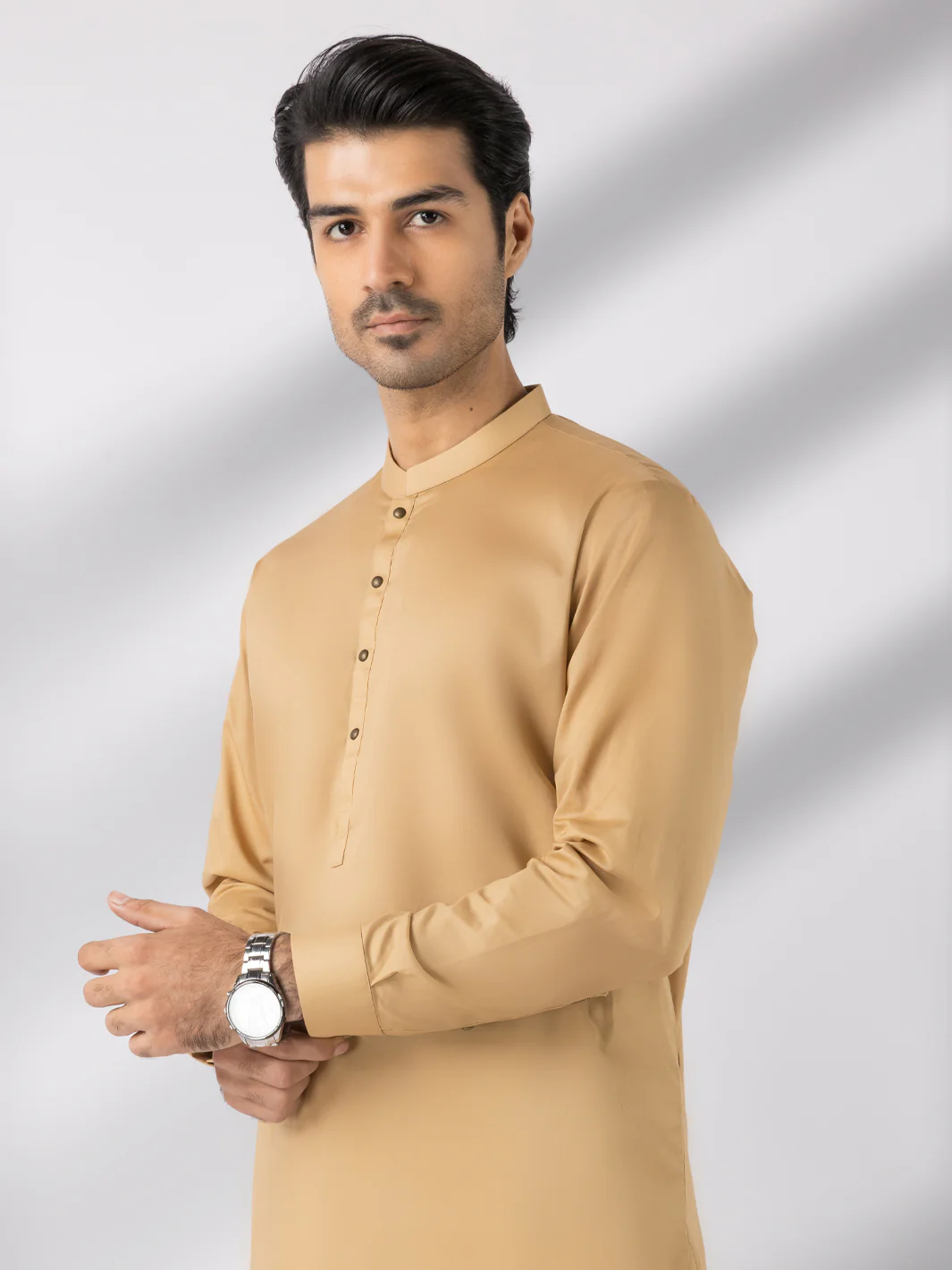Beige Cotton Kameez Shalwar - AL-KS-3245C - Image 3