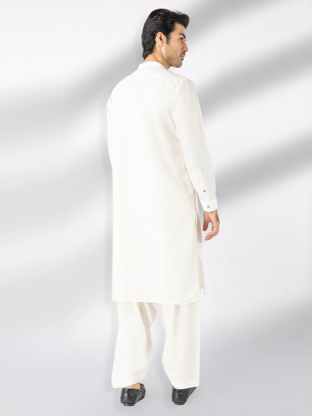 Off White Blended Kameez Shalwar - AL-KS-3247A - Image 2