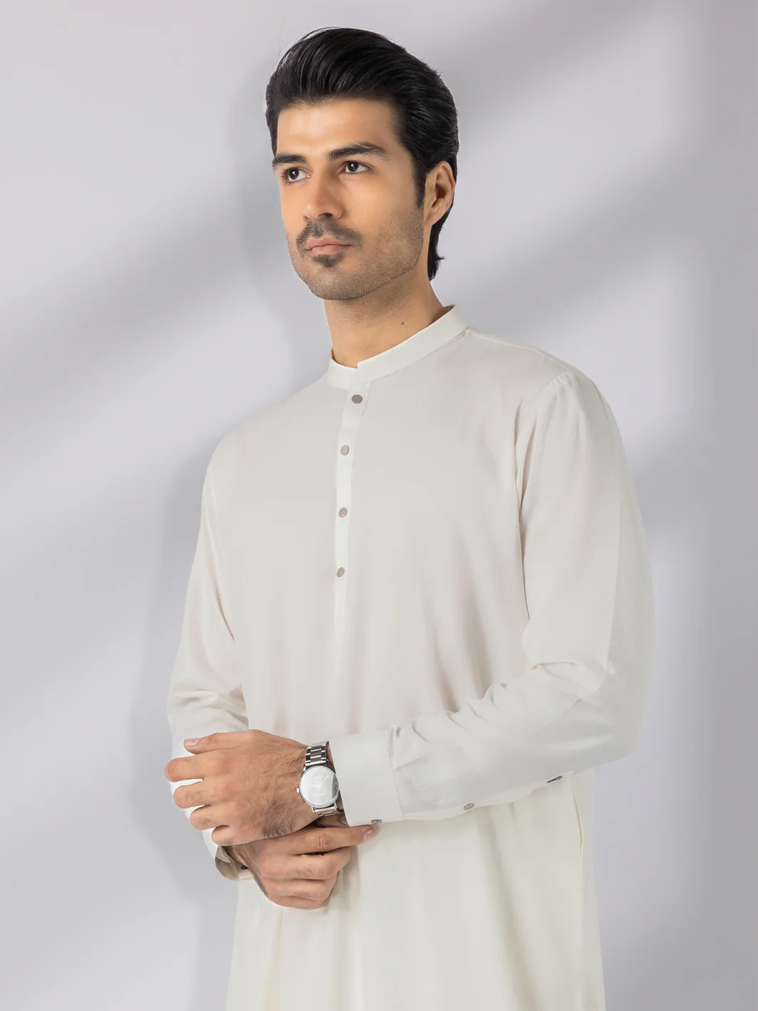 Off White Blended Kameez Shalwar - AL-KS-3247D - Image 6