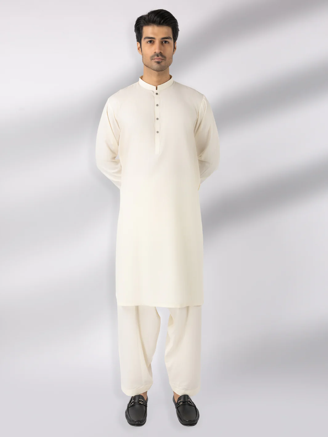 Cream Blended Kameez Shalwar - AL-KS-3247E