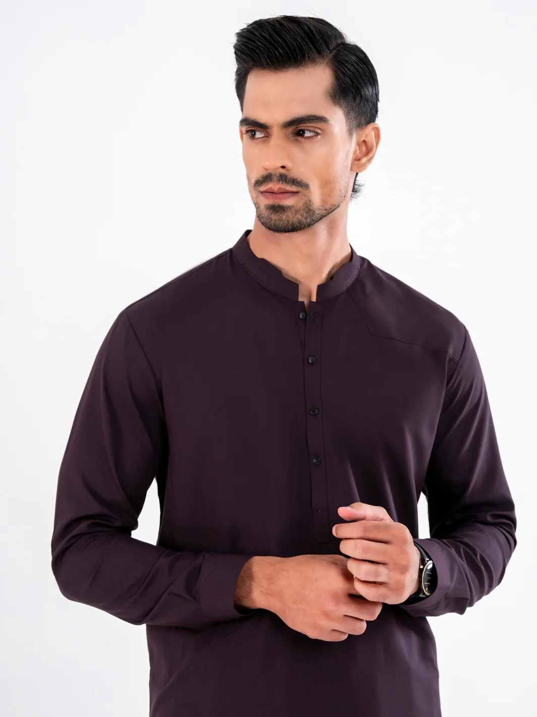 Dark Purple Blended Kameez Shalwar - AL-KS-3248 - Image 3