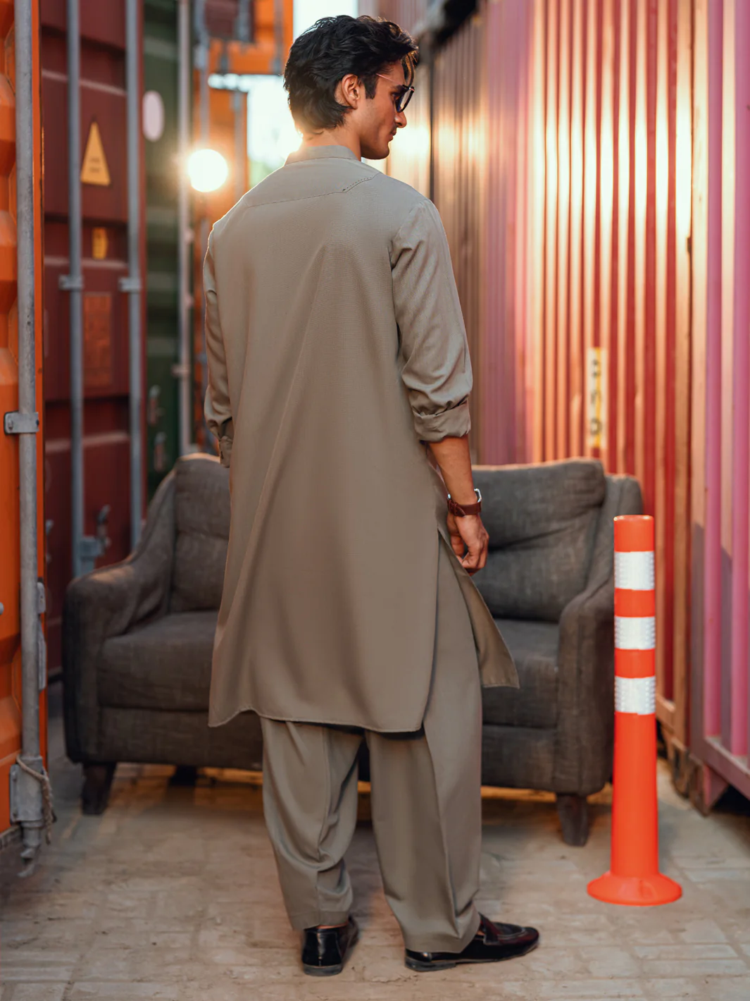 Sage Green Cut & Sew Kameez Shalwar - AL-KS-3251 - Image 4