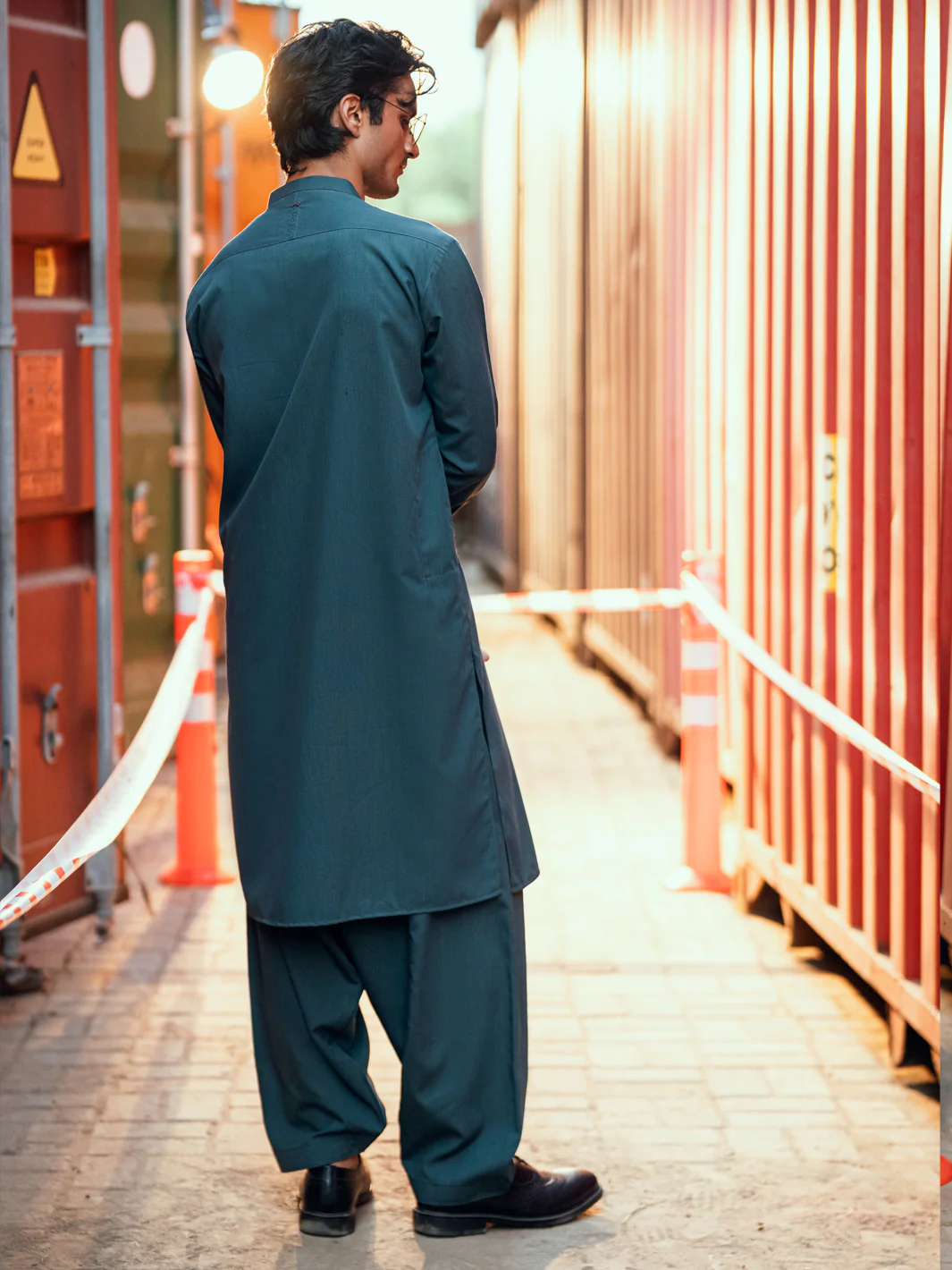 Teal Semi-Formal Kameez Shalwar - AL-KS-3252 - Image 3