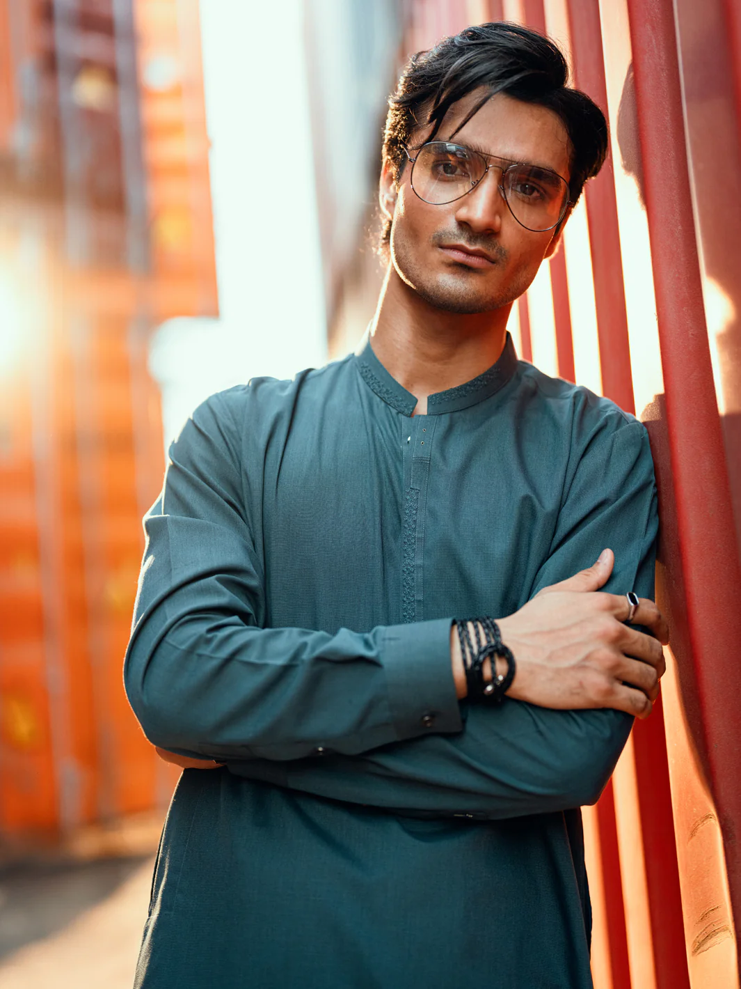 Teal Semi-Formal Kameez Shalwar - AL-KS-3252 - Image 4
