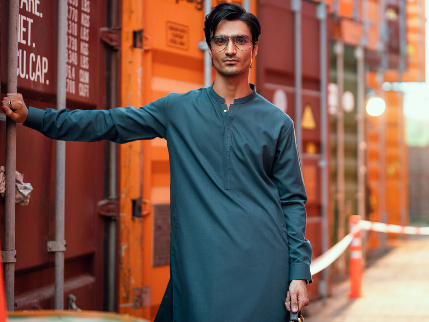 Teal Semi-Formal Kameez Shalwar - AL-KS-3252 - Image 5
