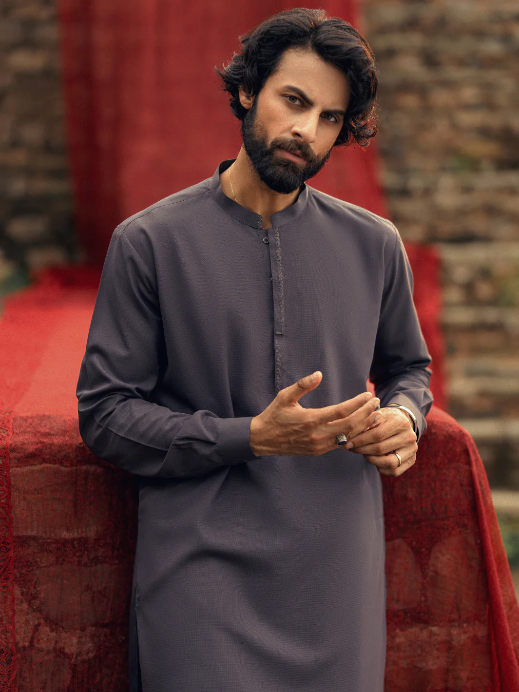 Dark Purple Semi-Formal Kameez Shalwar - AL-KS-3254 - Image 2
