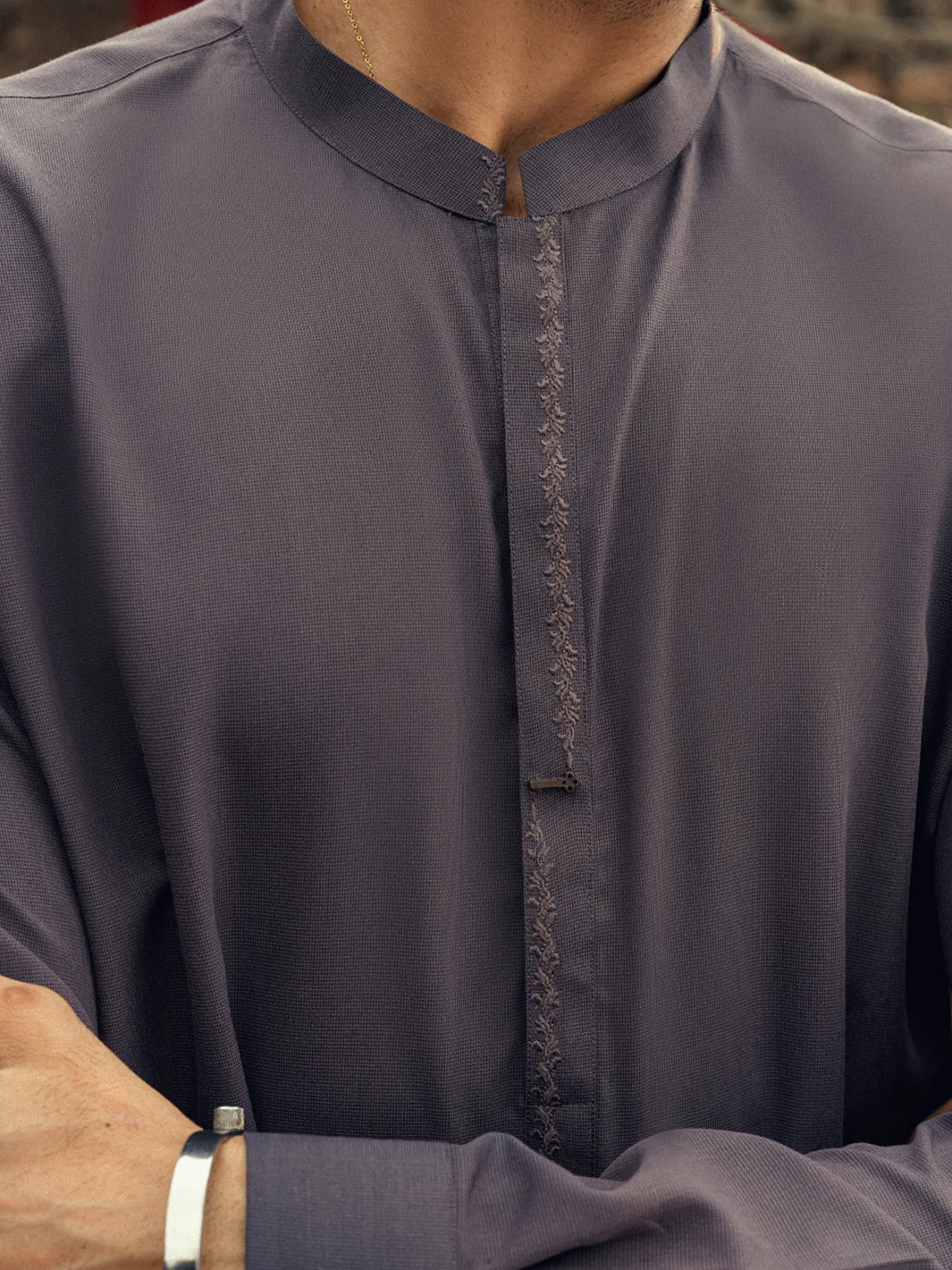 Dark Purple Semi-Formal Kameez Shalwar - AL-KS-3254 - Image 5