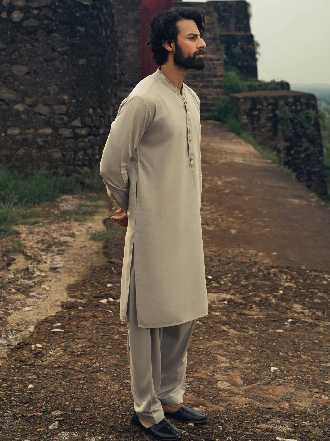 Ash Grey Cut & Sew Kameez Shalwar - AL-KS-3266 - Image 3