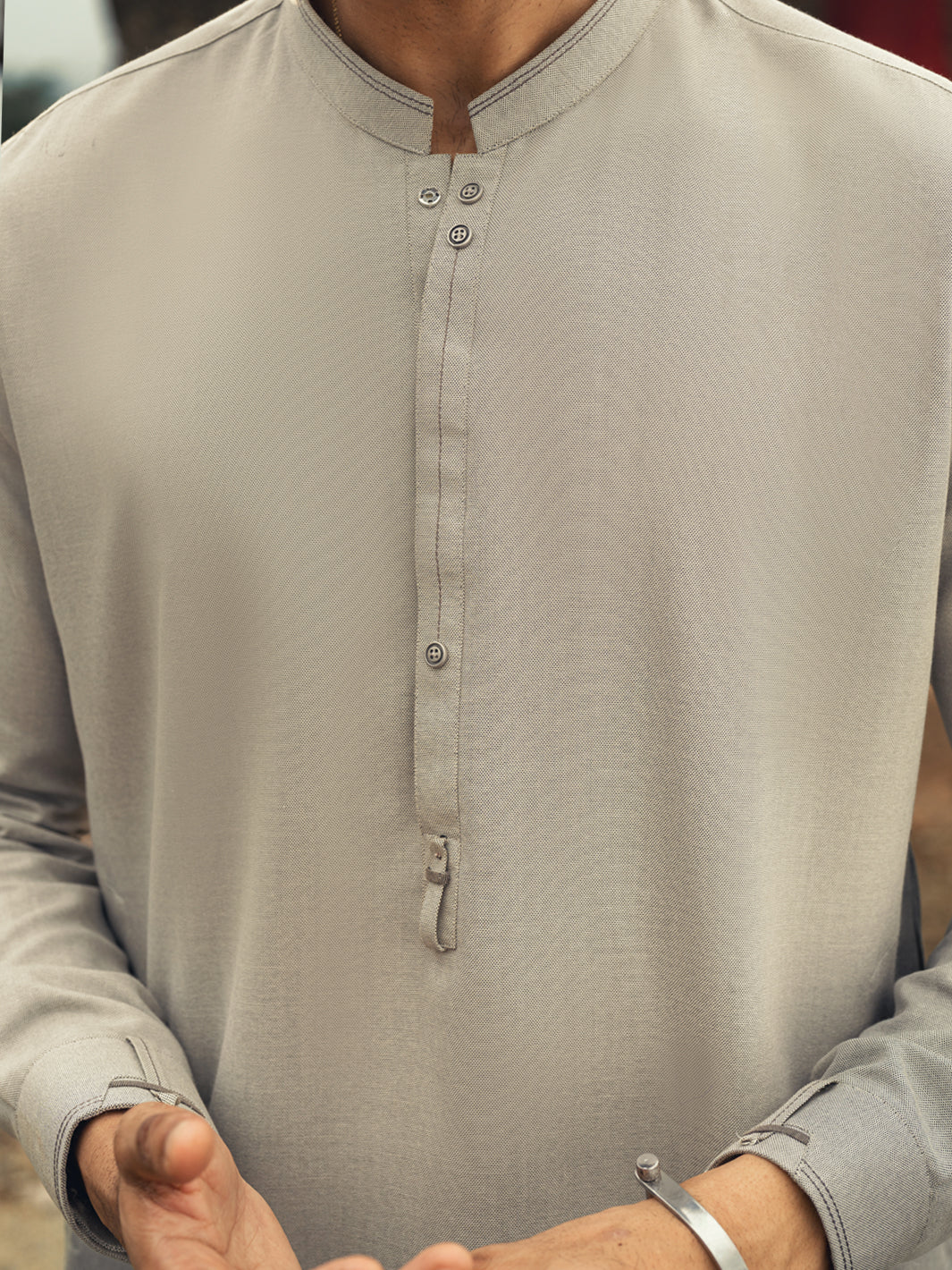Ash Grey Cut & Sew Kameez Shalwar - AL-KS-3266 - Image 7