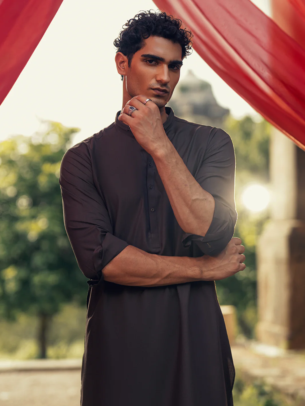 Dark Brown Kameez Shalwar - AL-KS-3275 - Image 2