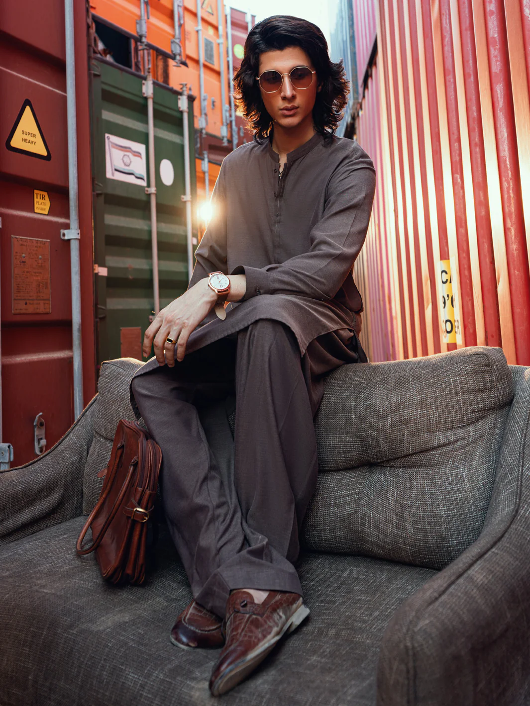 Brown Kameez Shalwar - AL-KS-3276 - Image 2