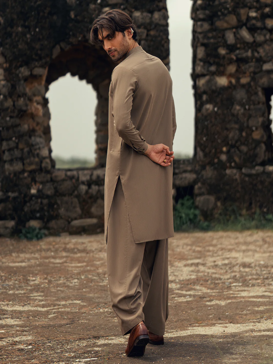 Light Brown Kameez Shalwar - AL-KS-3280 - Image 3