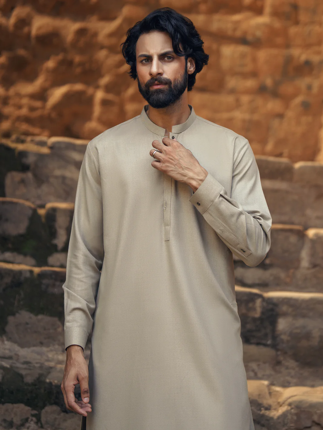 Beige Kameez Shalwar - AL-KS-3284 - Image 2