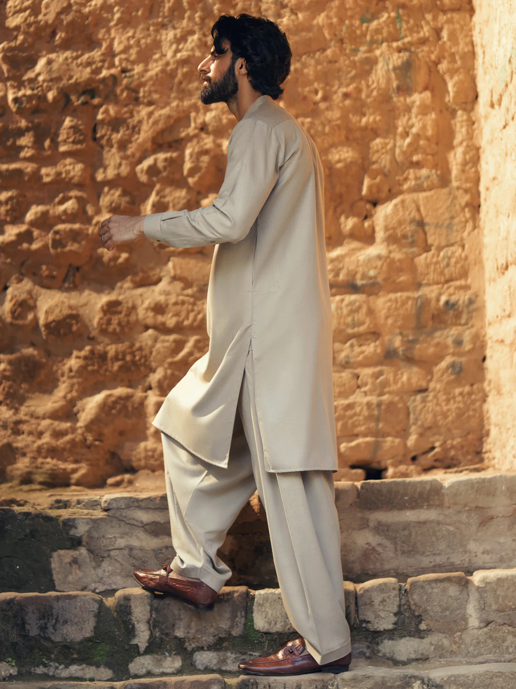 Beige Kameez Shalwar - AL-KS-3284 - Image 4