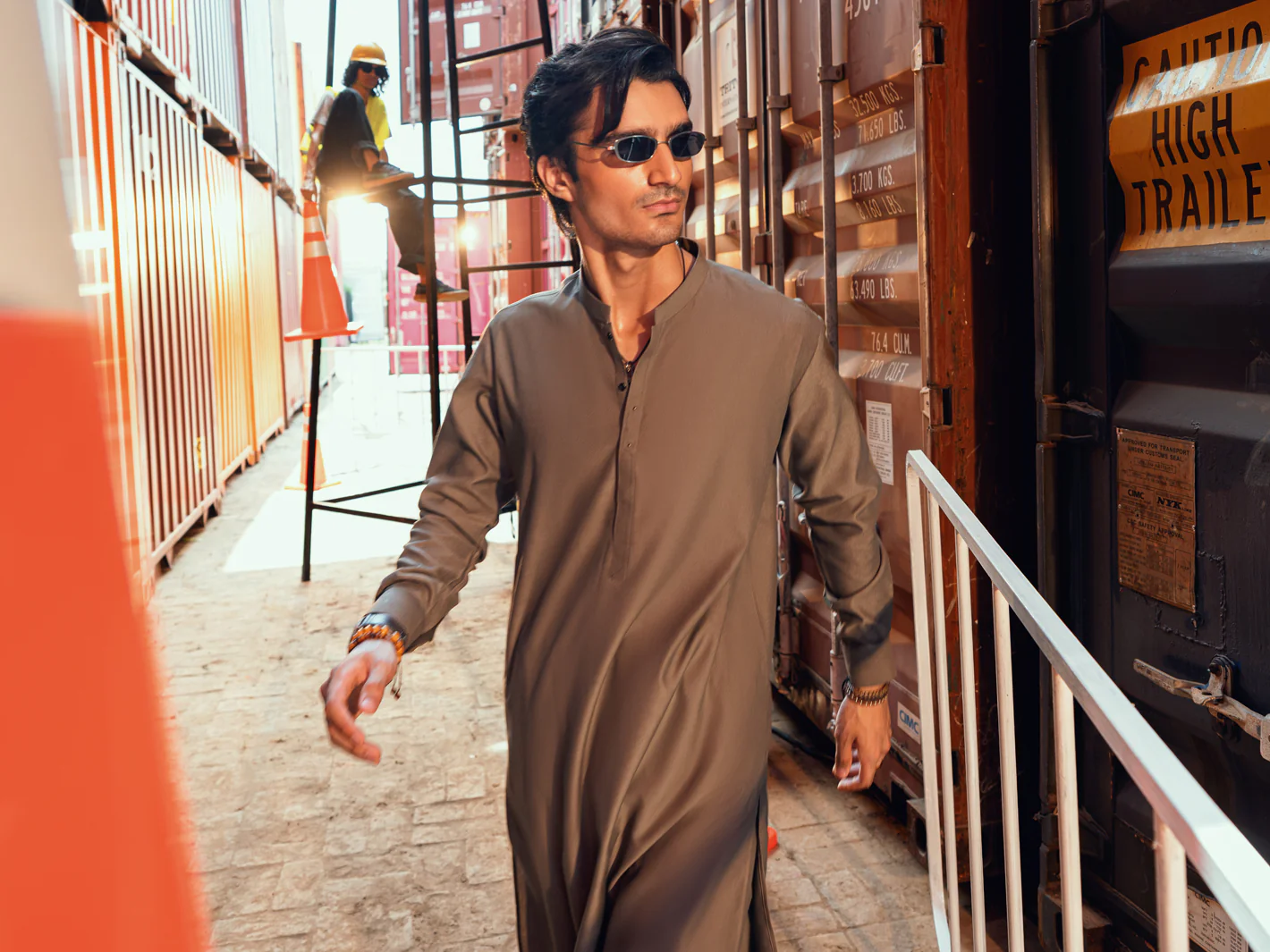 Olive Green Kameez Shalwar - AL-KS-3286 - Image 6