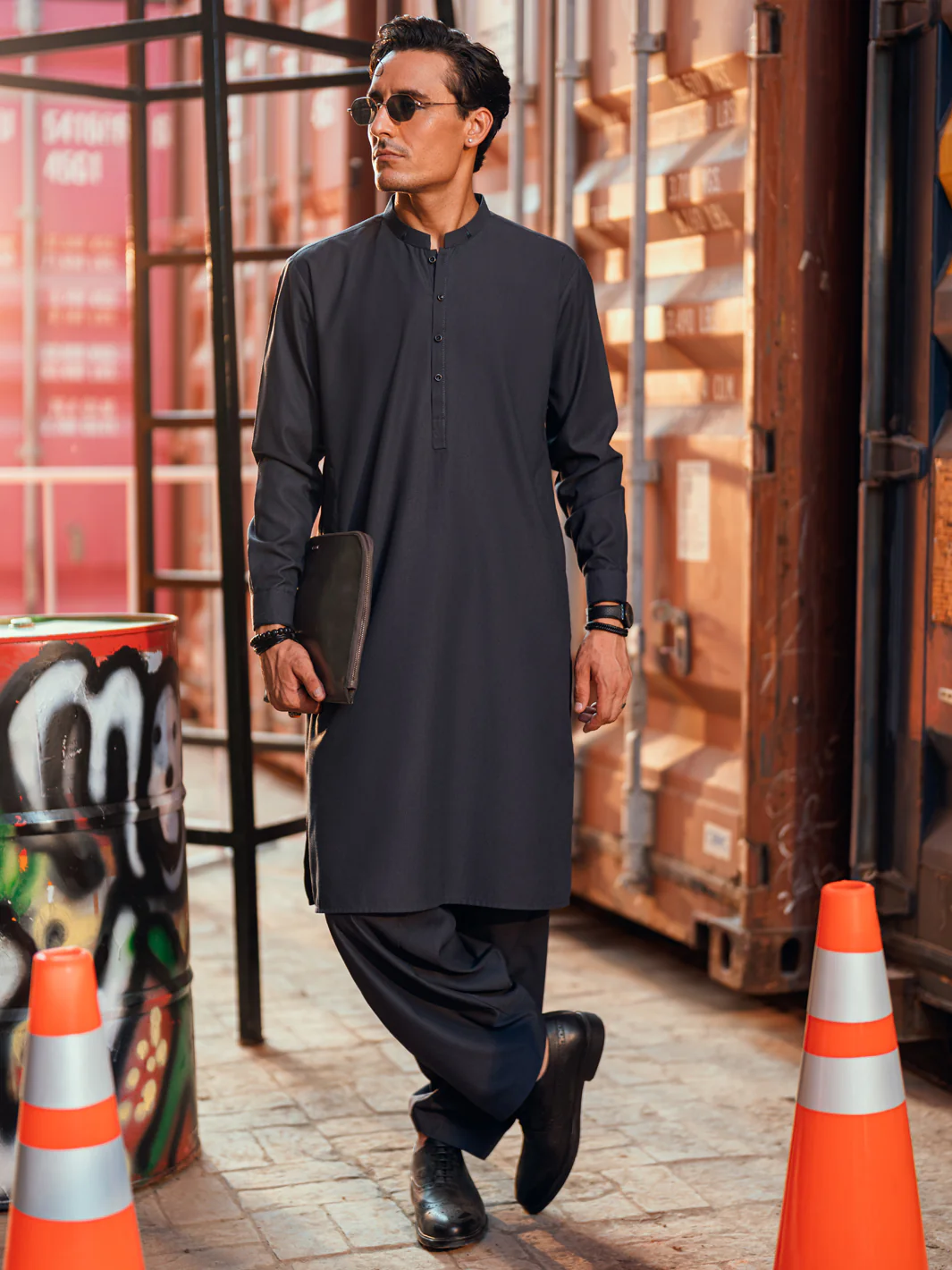 Grey Kameez Shalwar - AL-KS-3287 - Image 8