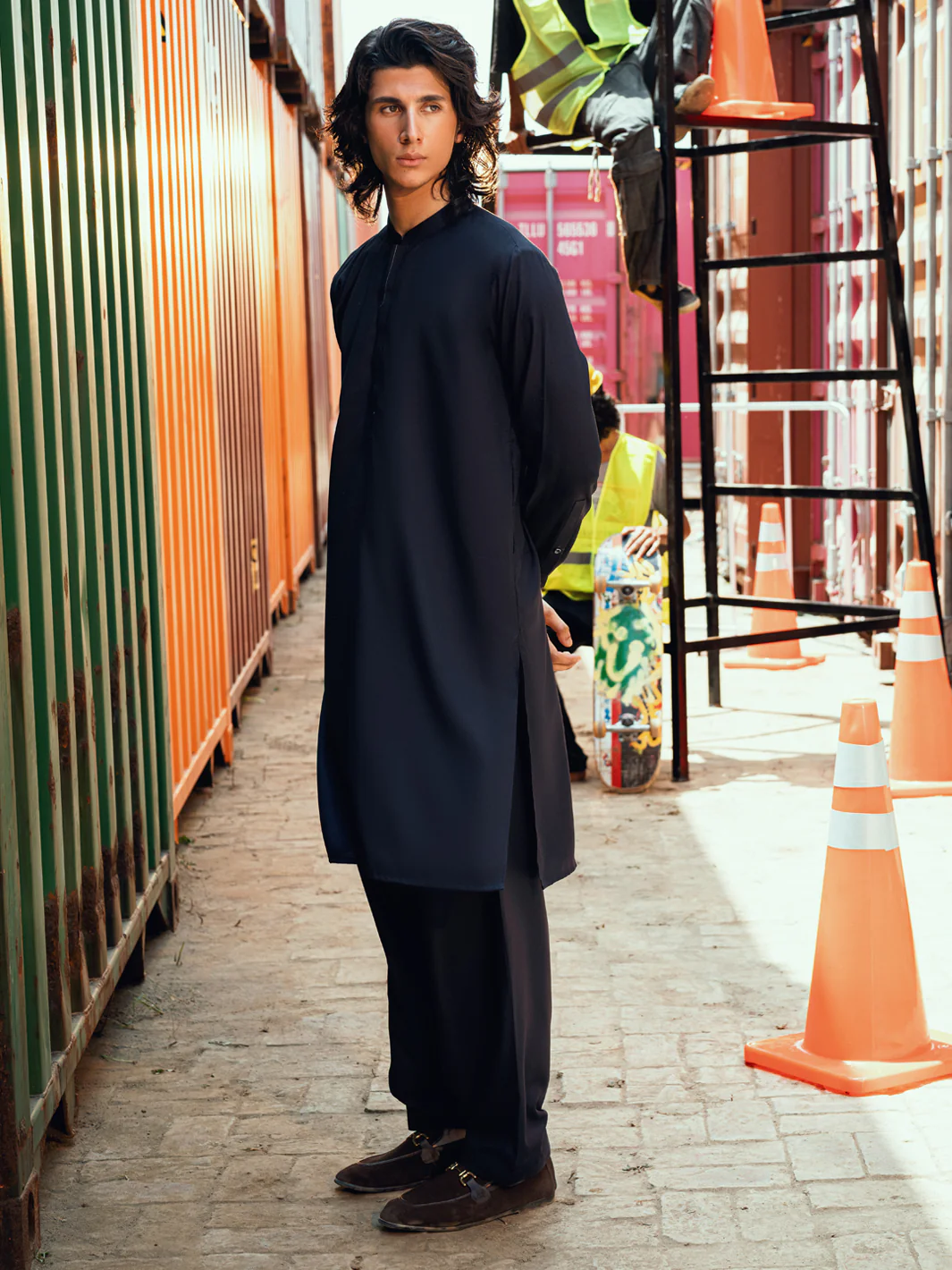 Navy Blue Kameez Shalwar - AL-KS-3288 - Image 3