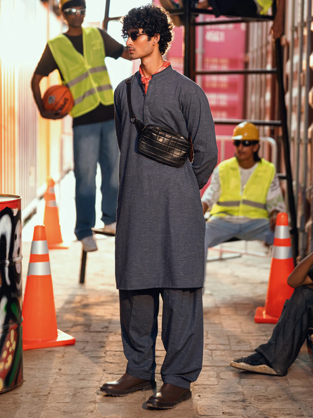 Blue Kameez Shalwar - AL-KS-3290 - Image 4