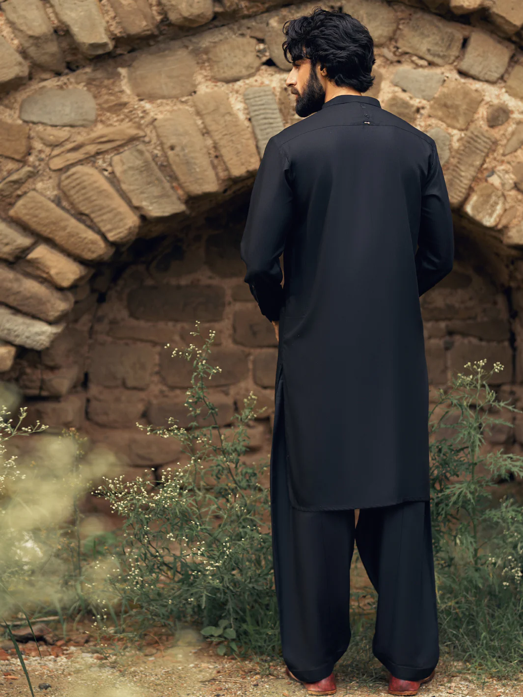 Black Kameez Shalwar - AL-KS-3292 - Image 4