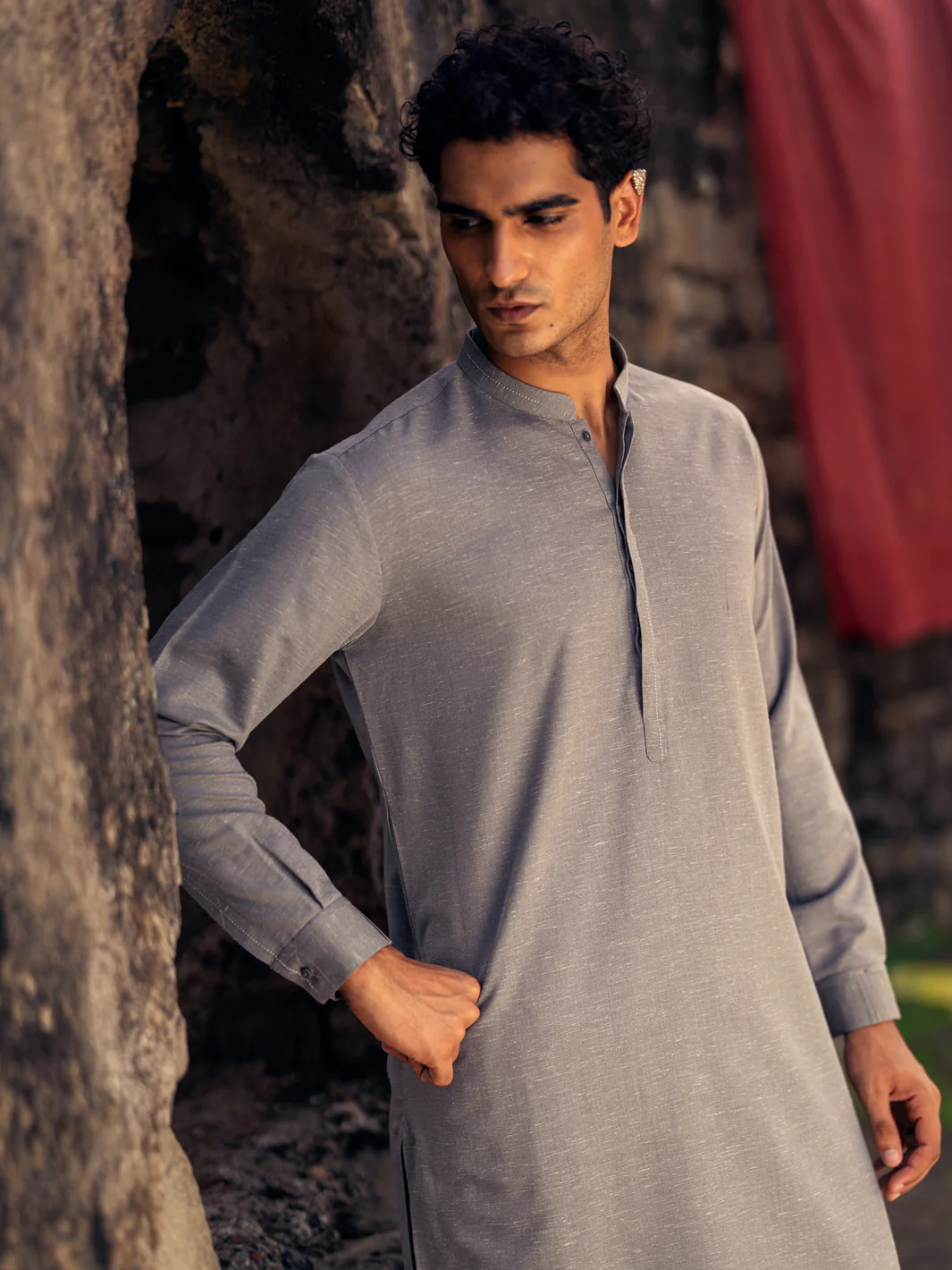 Light Grey Kameez Shalwar - AL-KS-3293 - Image 3