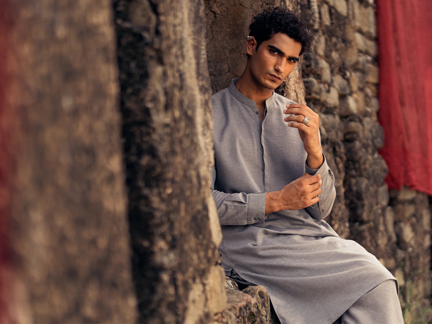 Light Grey Kameez Shalwar - AL-KS-3293 - Image 4