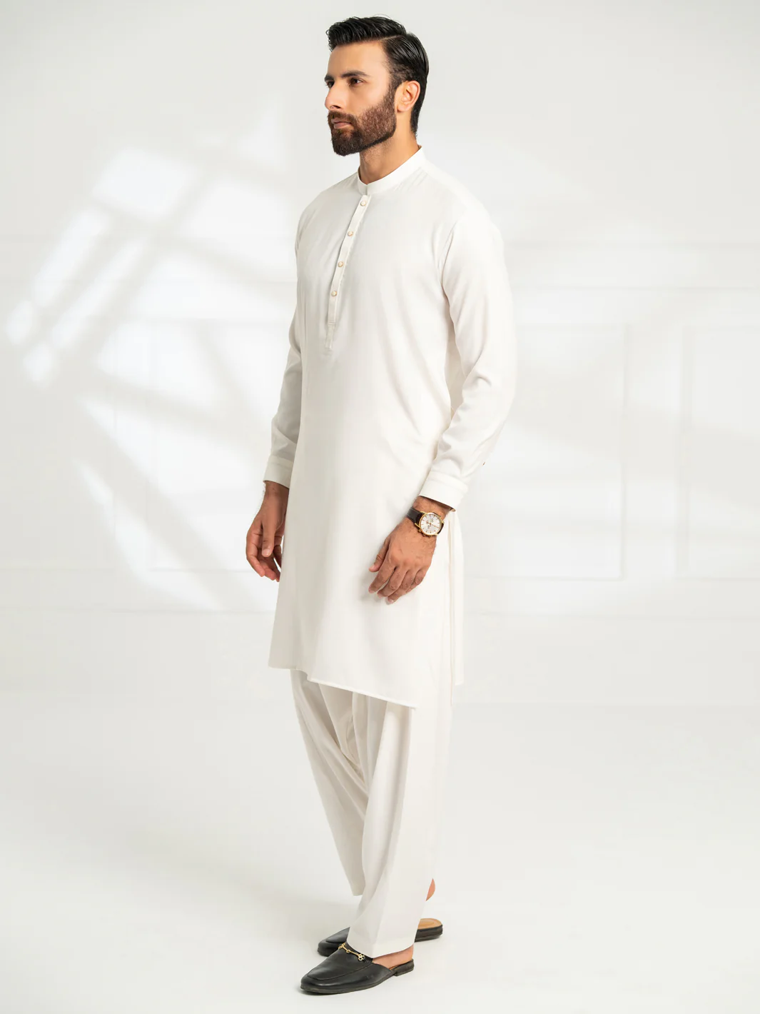 White Cut & Sew Kameez Shalwar - AL-KS-3298 - Image 5