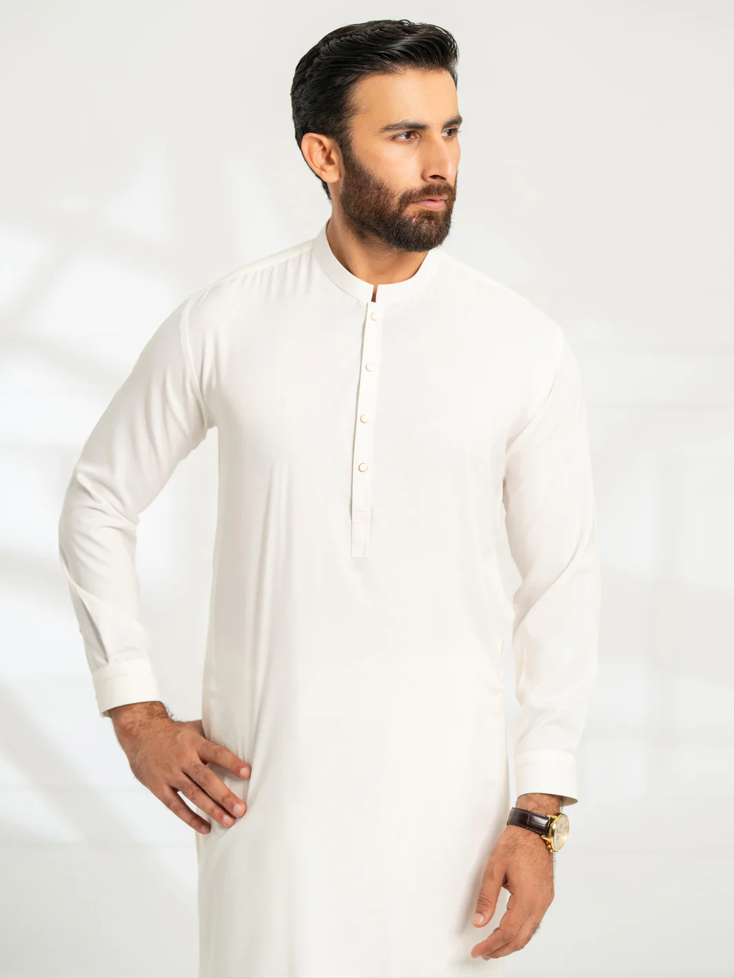 White Cut & Sew Kameez Shalwar - AL-KS-3298A - Image 2