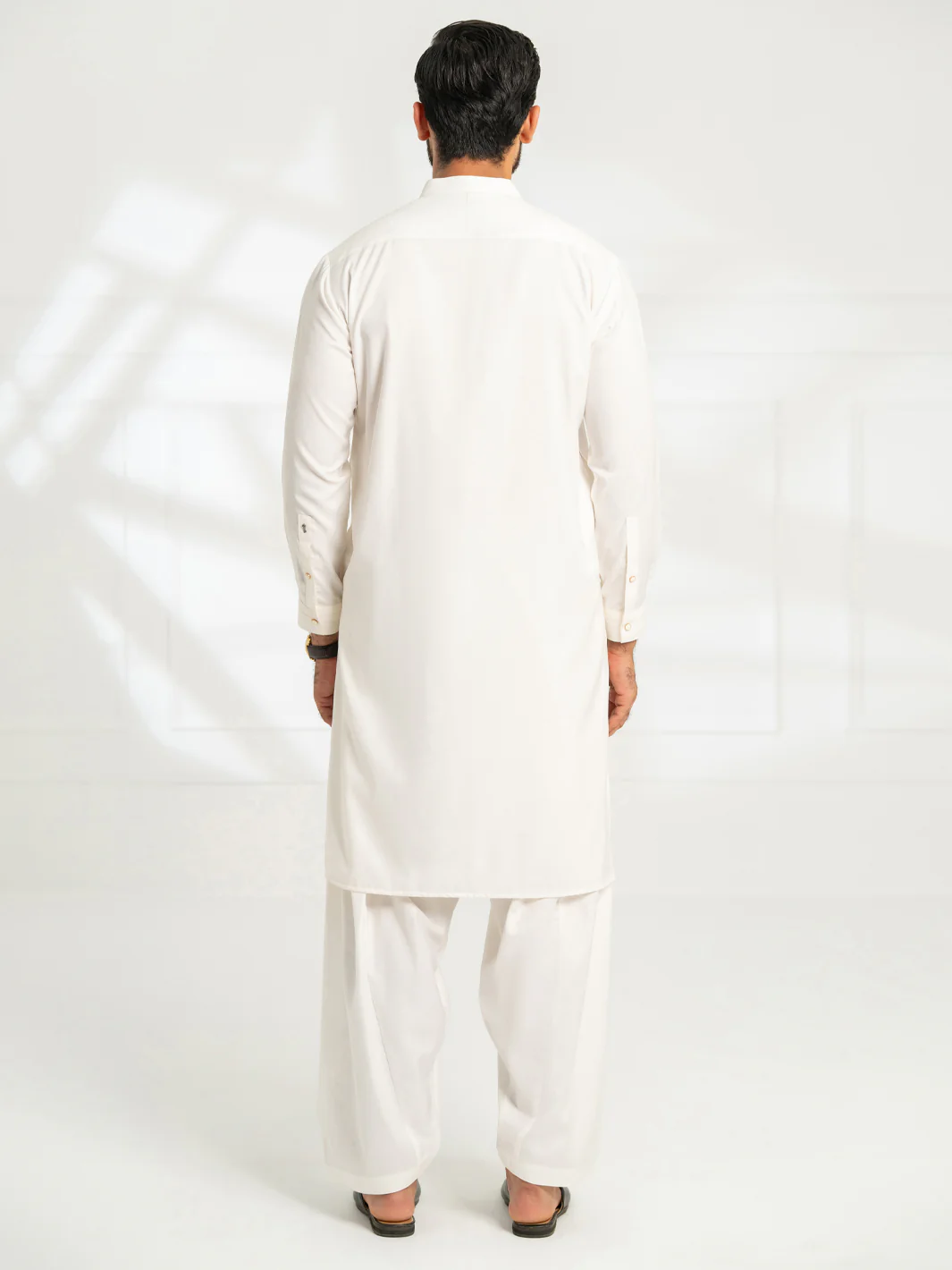 White Cut & Sew Kameez Shalwar - AL-KS-3298A - Image 4