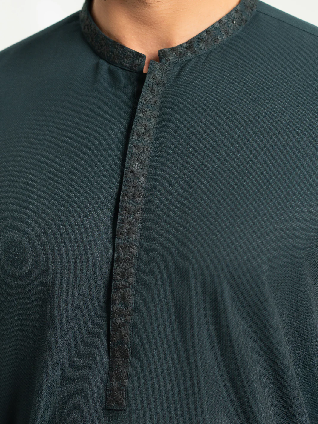 Dark Green Semi-Formal Kameez Shalwar - AL-KS-3300 - Image 5