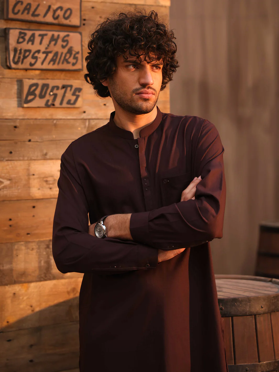 Dark Maroon Cut & Sew Kameez Shalwar - AL-KS-3309 - Image 5