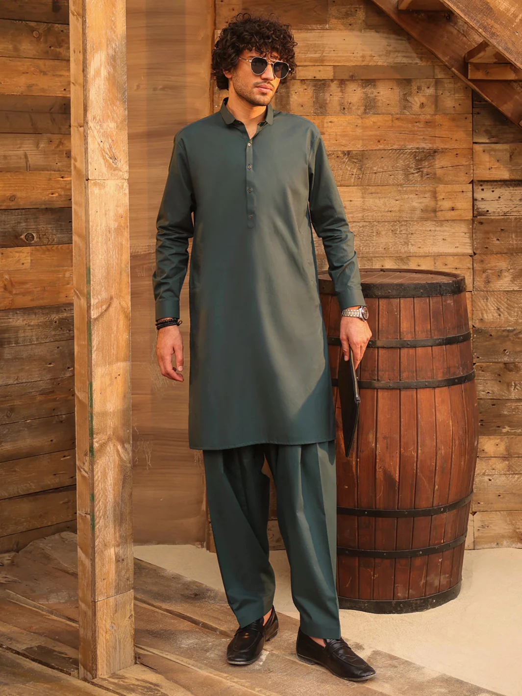 Green Cotton Cut & Sew Kameez Shalwar - AL-KS-3326