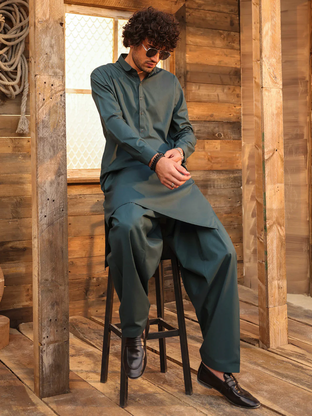 Green Cotton Cut & Sew Kameez Shalwar - AL-KS-3326 - Image 5