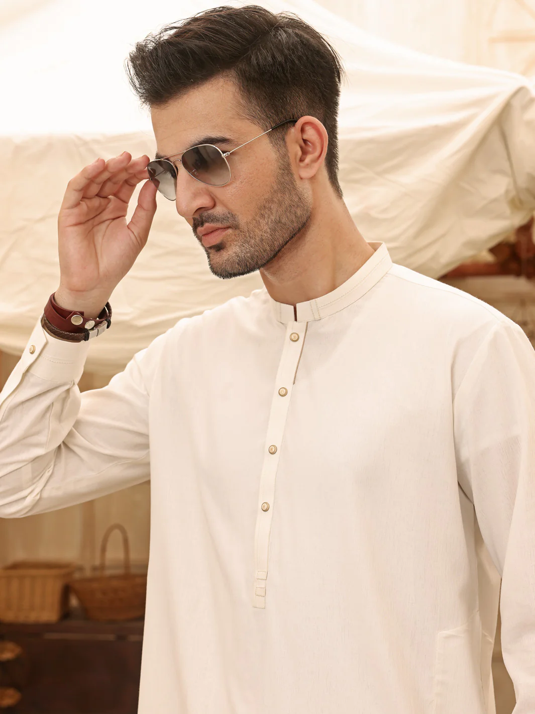 White Blended Kurta Trouser - AL-KT-2623 - Image 2