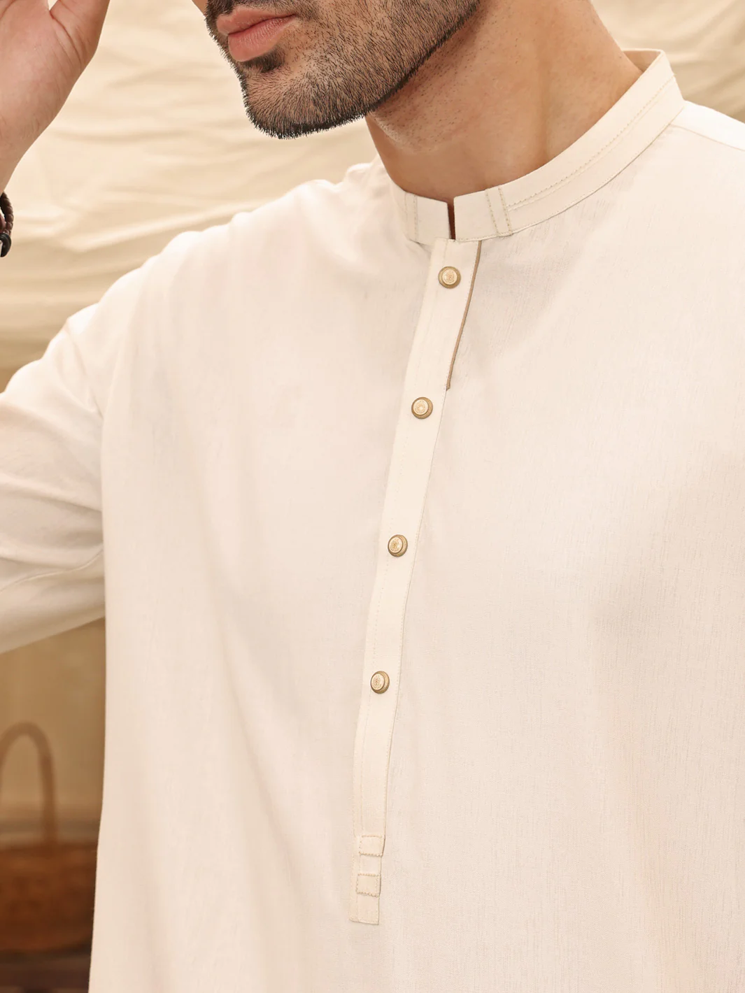 White Blended Kurta Trouser - AL-KT-2623 - Image 3