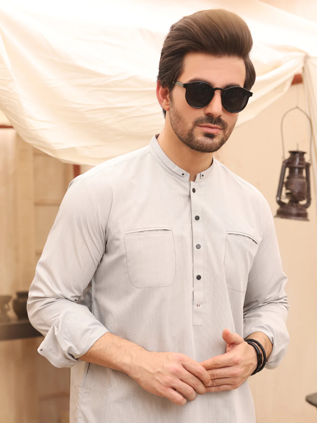 Light Grey Blended Kurta Trouser - AL-KT-2628 - Image 3