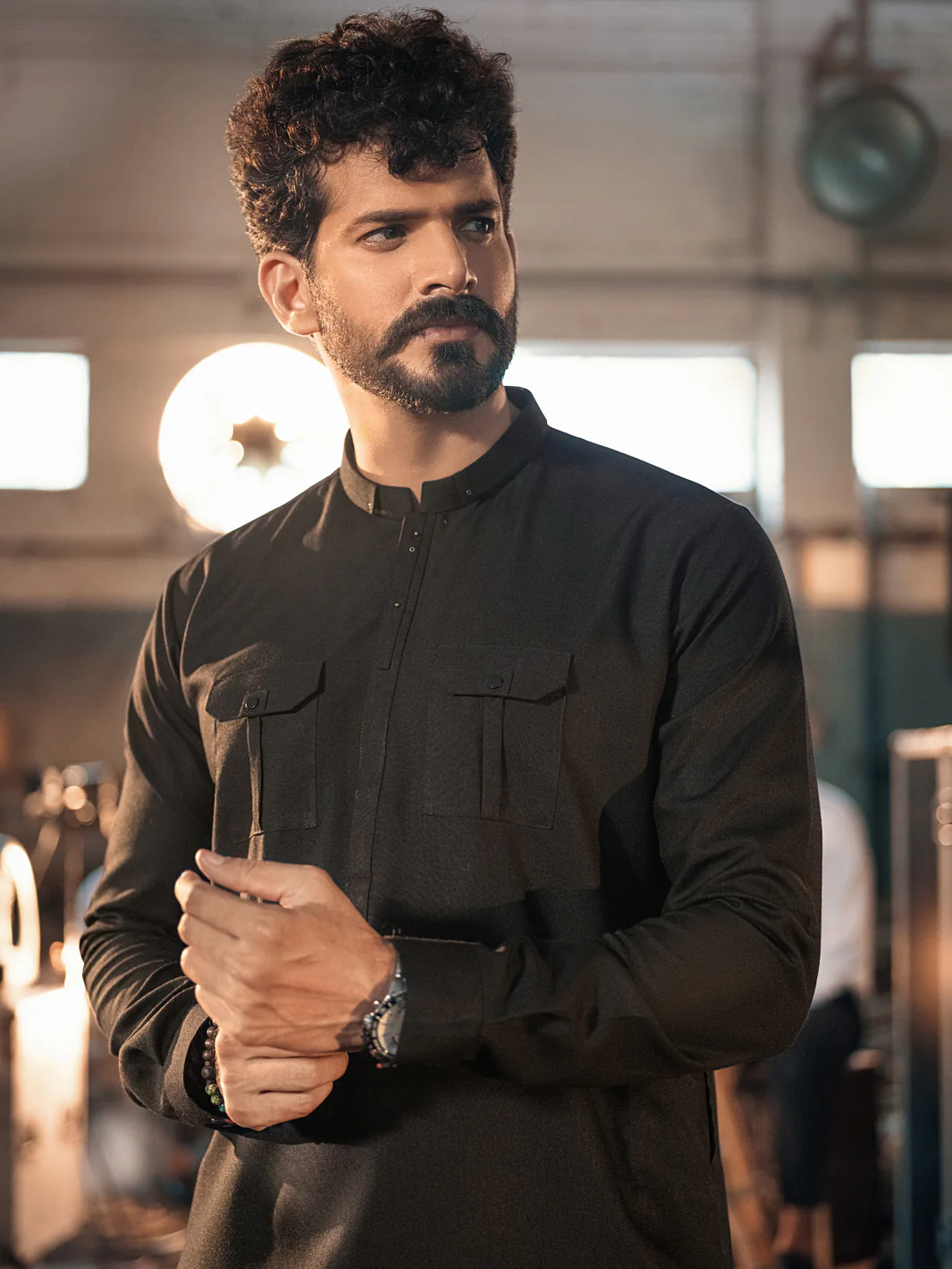 Black Blended Kurta Trouser - AL-KT-2653 - Image 2