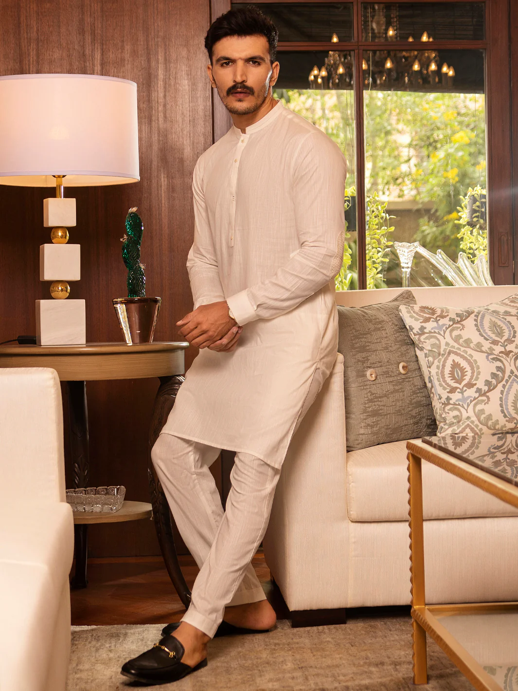 Off White Blended Kurta Trouser - AL-KT-2654 - Image 4