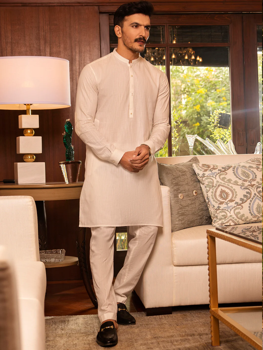 Off White Blended Kurta Trouser - AL-KT-2654 - Image 5
