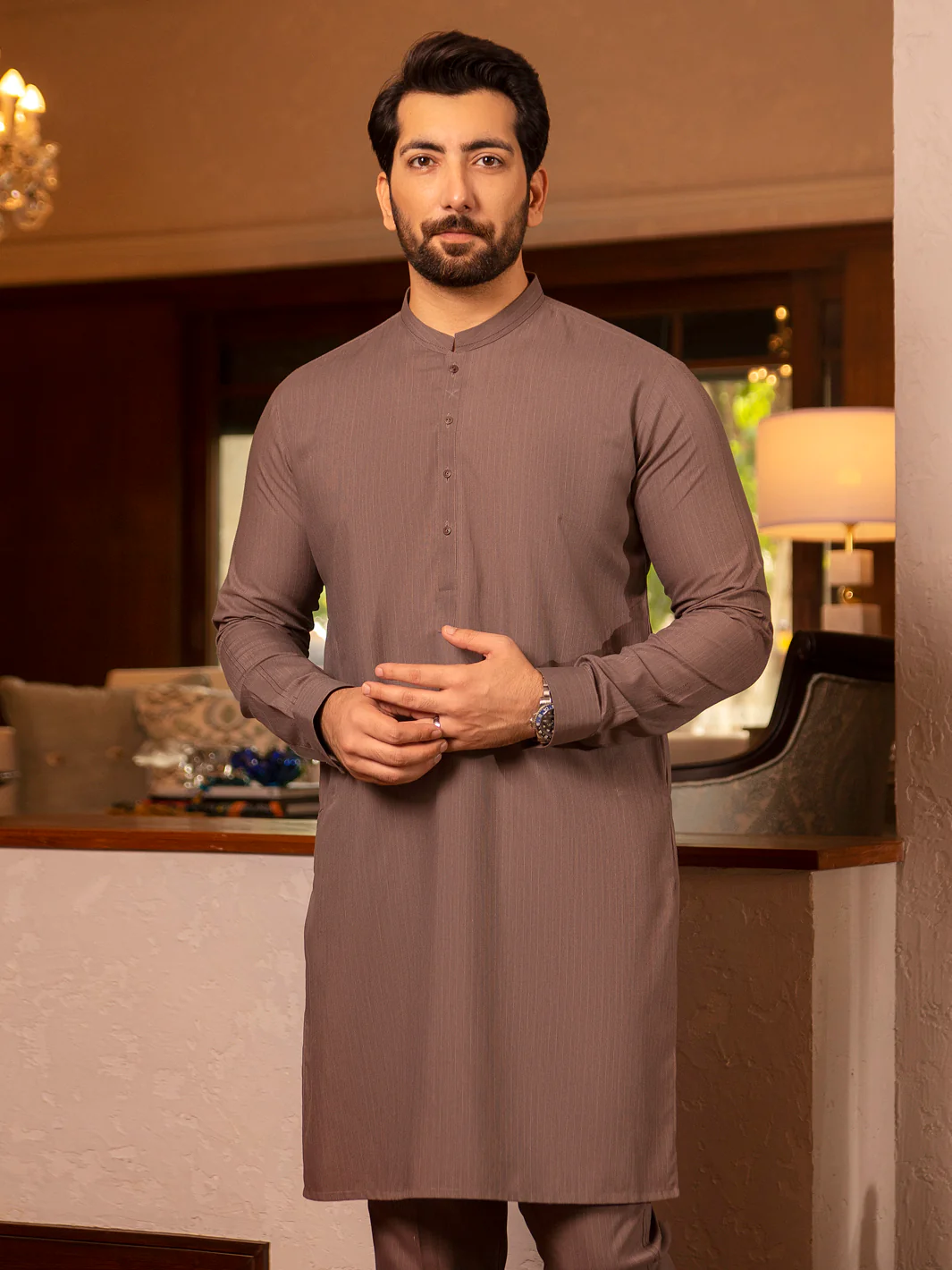 Light Brown Blended Kurta Trouser - AL-KT-2662 - Image 3