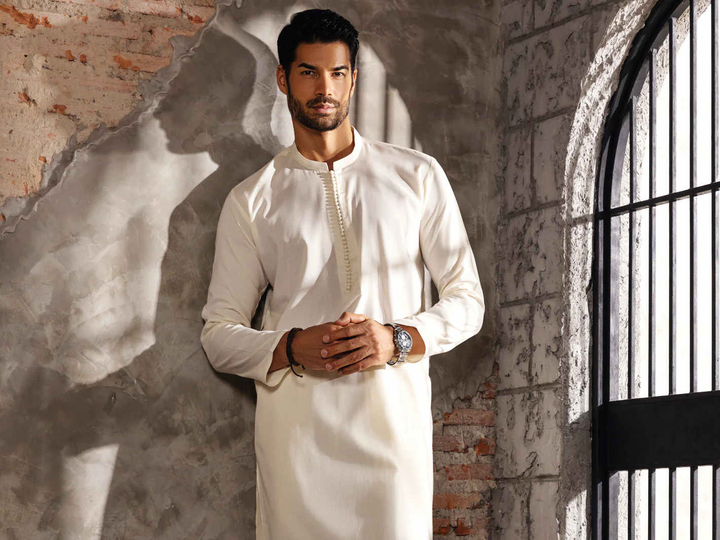 Off White Kurta Trouser - AL-KT-2672 - Image 5
