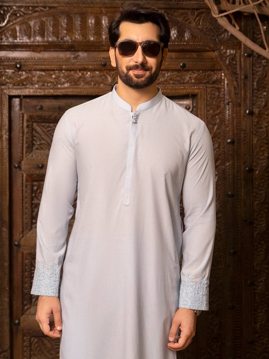 Light Blue Blended Kurta Trouser - AL-KT-2691 - Image 5