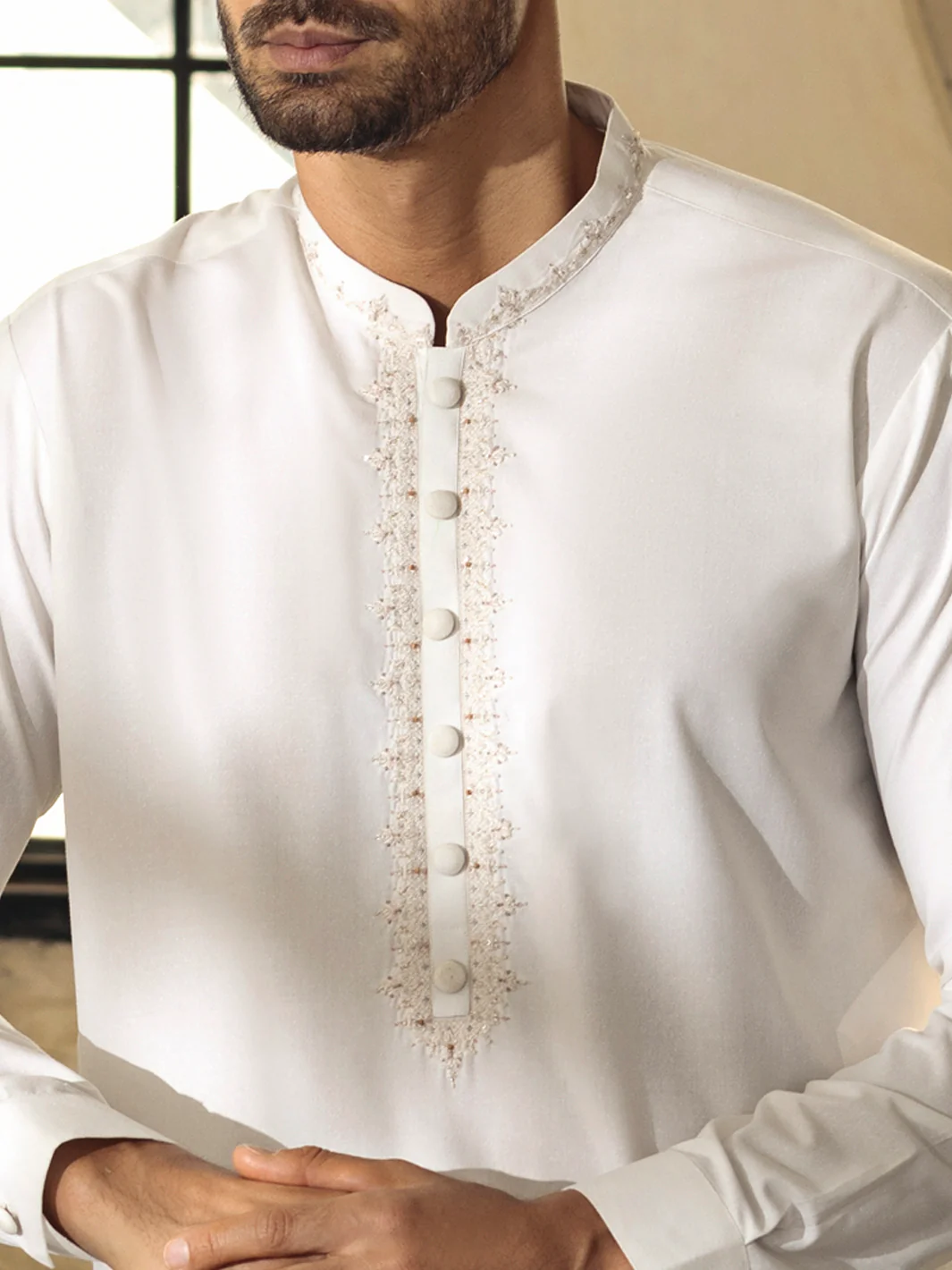 Off White Kurta Trouser - AL-KT-2698 - Image 3