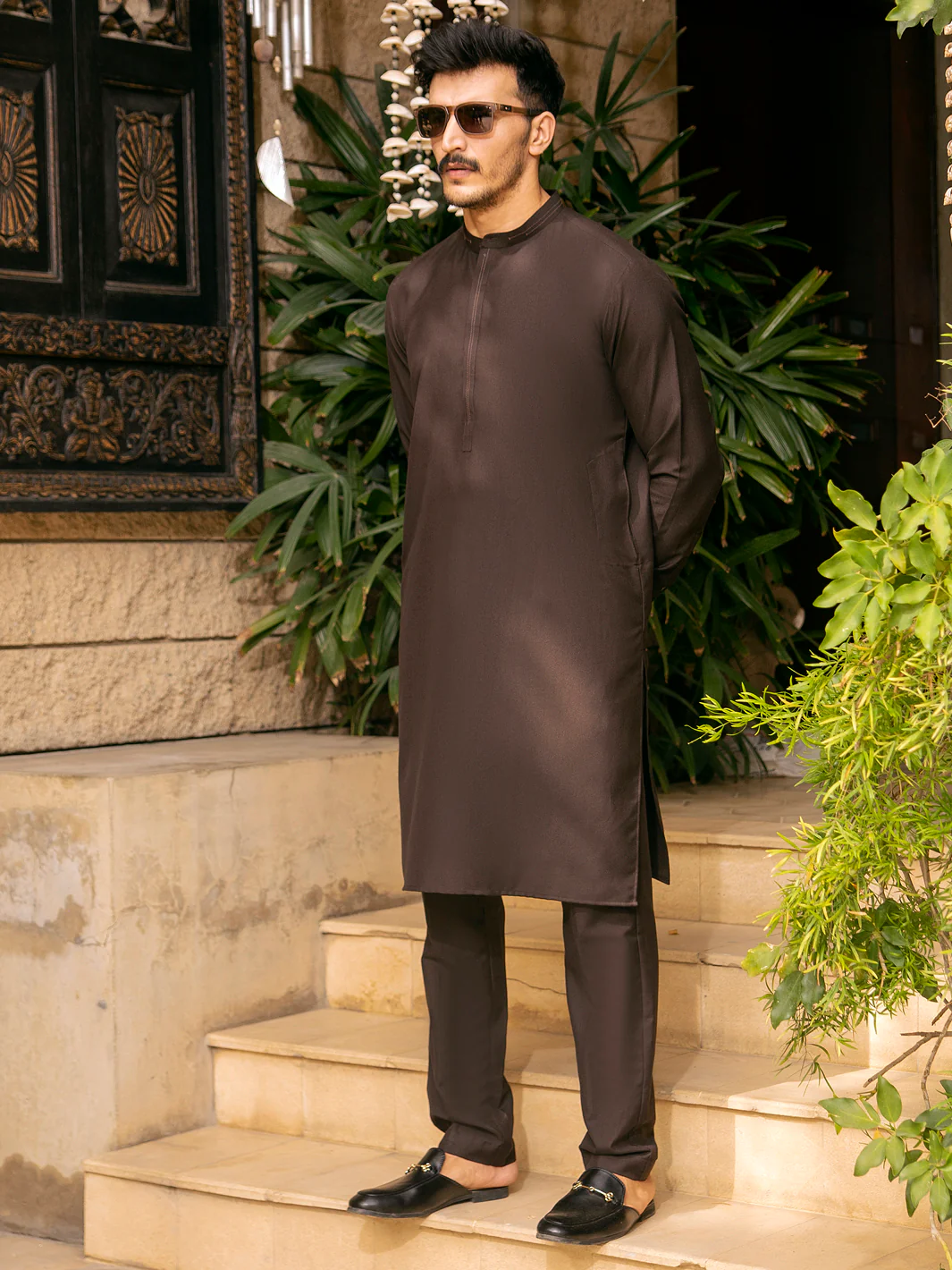 Dark Brown Blended Kurta Trouser - AL-KT-2706 - Image 5