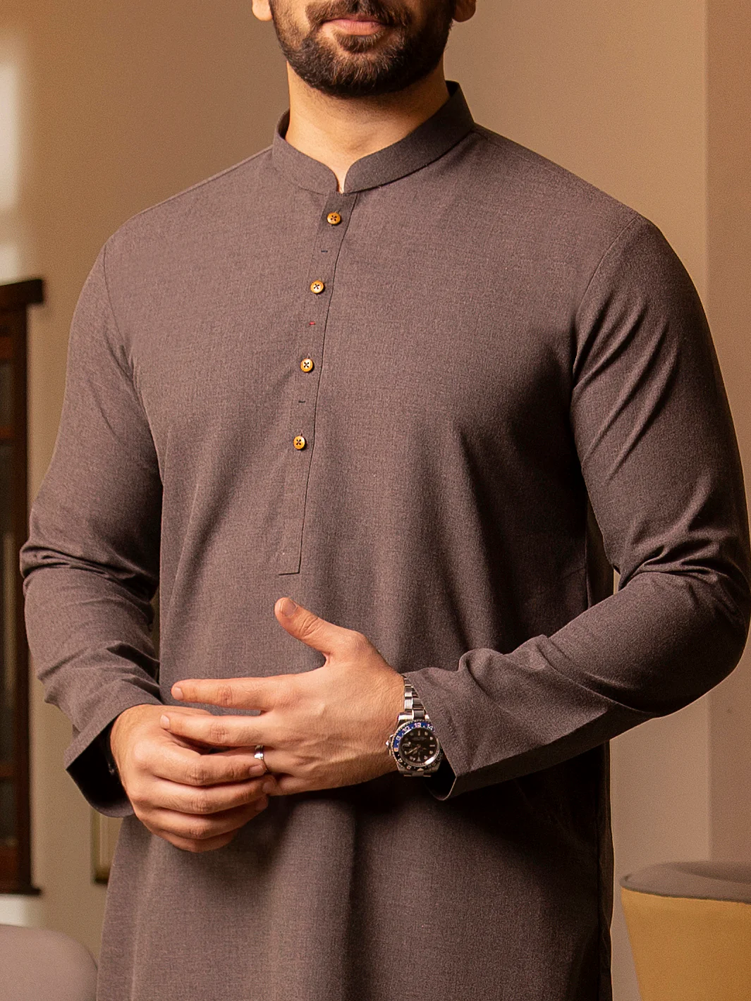 Grey Blended Kurta Trouser - AL-KT-2709 - Image 2